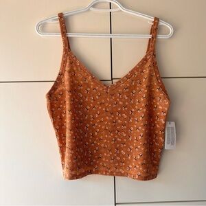 Aerie Floral Brown Women's Crop Tank Top